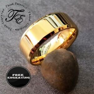 Personalized Engraved Men's Gold Promise Ring or Wedding Band
